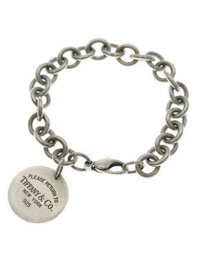Tiffany & Co Round Tag Bracelet Tag Chain Silver